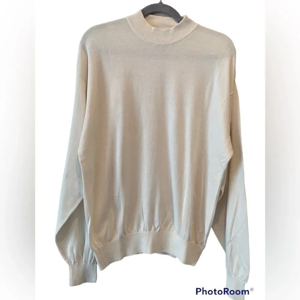 Vintage Baracuta Sweater Pullover Silk and Cotton Mens X-Large Off White